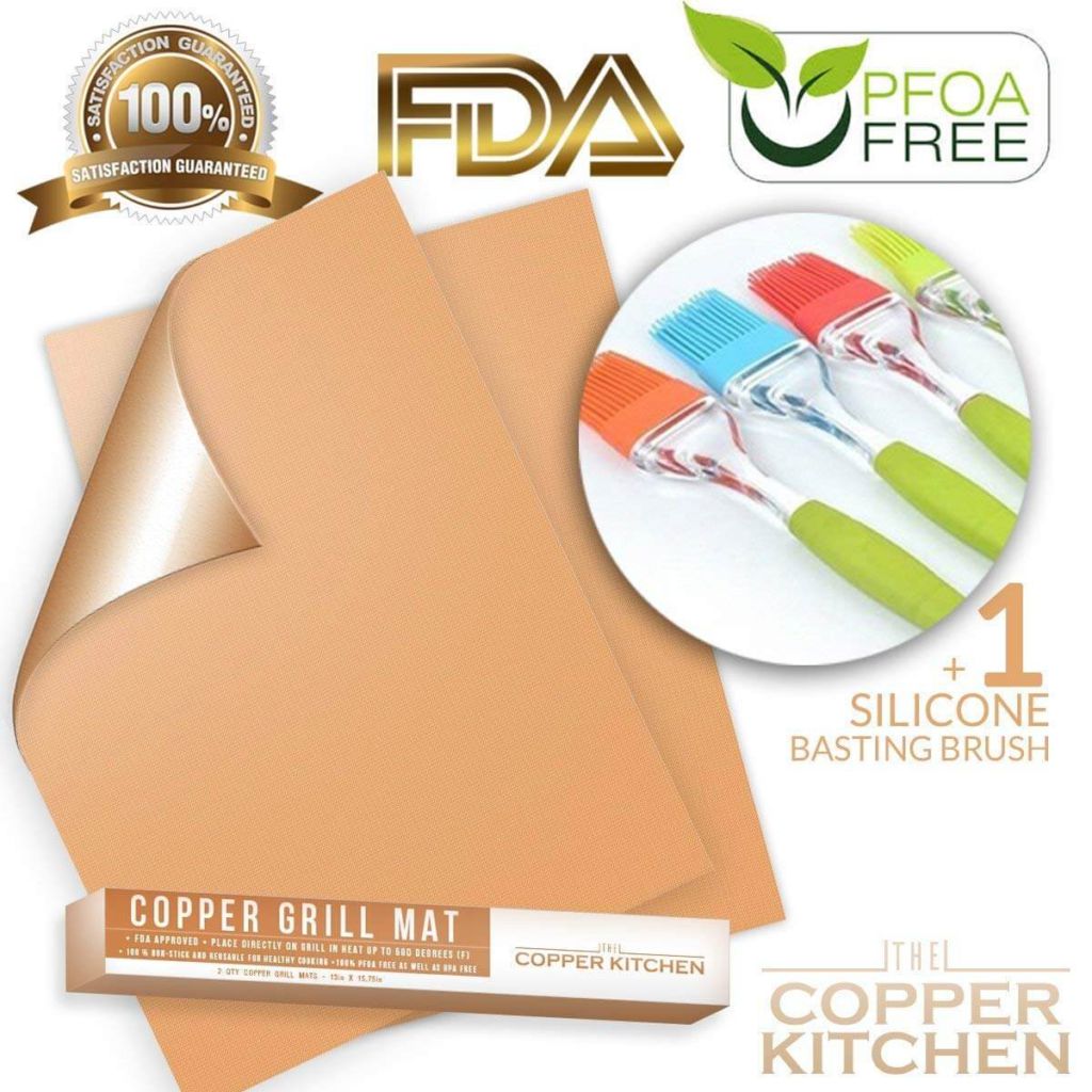 New Copper Chef Grill Mats Set of 2 Reusable Washable Non Toxic//Stick BBQ Bake