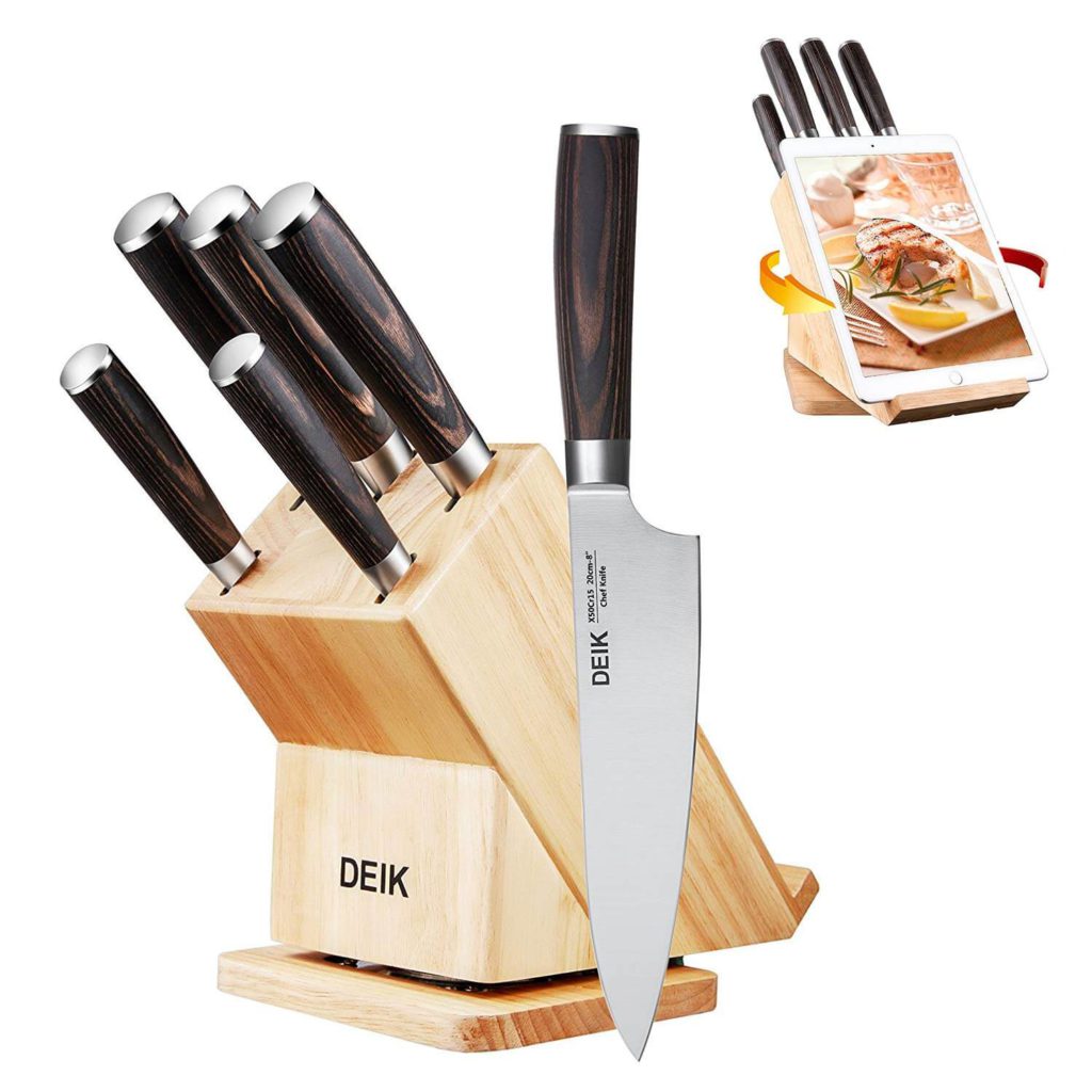 Deik Knife Set 6 Piece High Carbon Stainless Steel with Pakka Wood Handle