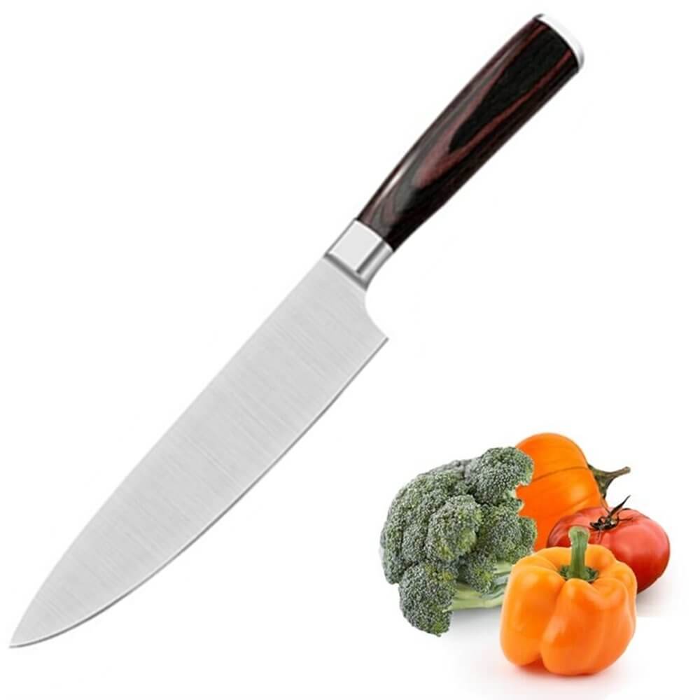 JmeGe 8 Inch High Carbon Stainless Steel Ergonomic Wooden Handle Perfect Balance Sharp Chefs Knife