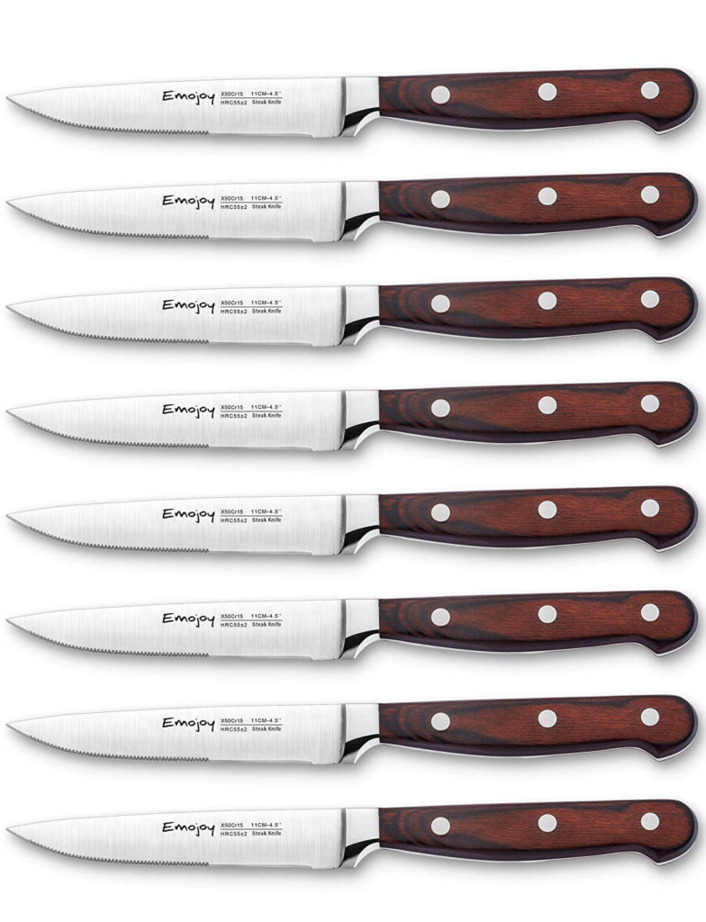 Steak knives Emojoy Steak knife set Pakkawood Knives