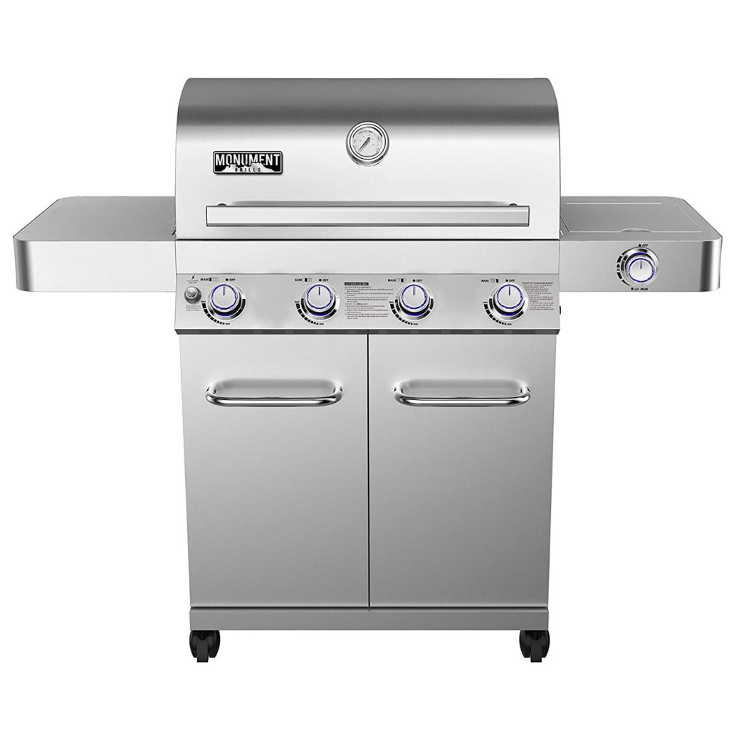 Monument Grills 17842 Stainless Steel 4 Burner Propane Gas Grill with Rotisserie