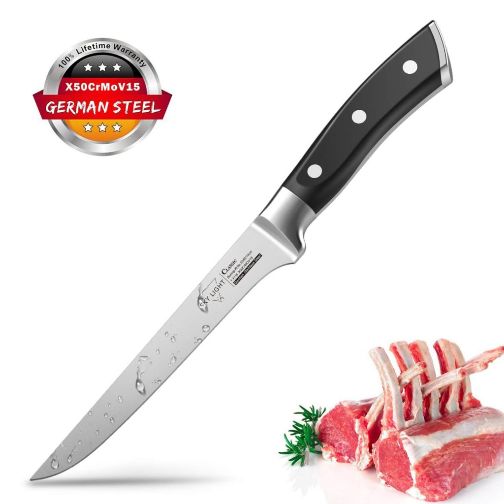 Boning Knife Flexible Fillet Knives 6 inch for Meat Fish Poultry Chicken Professional Kitchen Knife High Carbon German Stainless Steel Chef Bone Knife