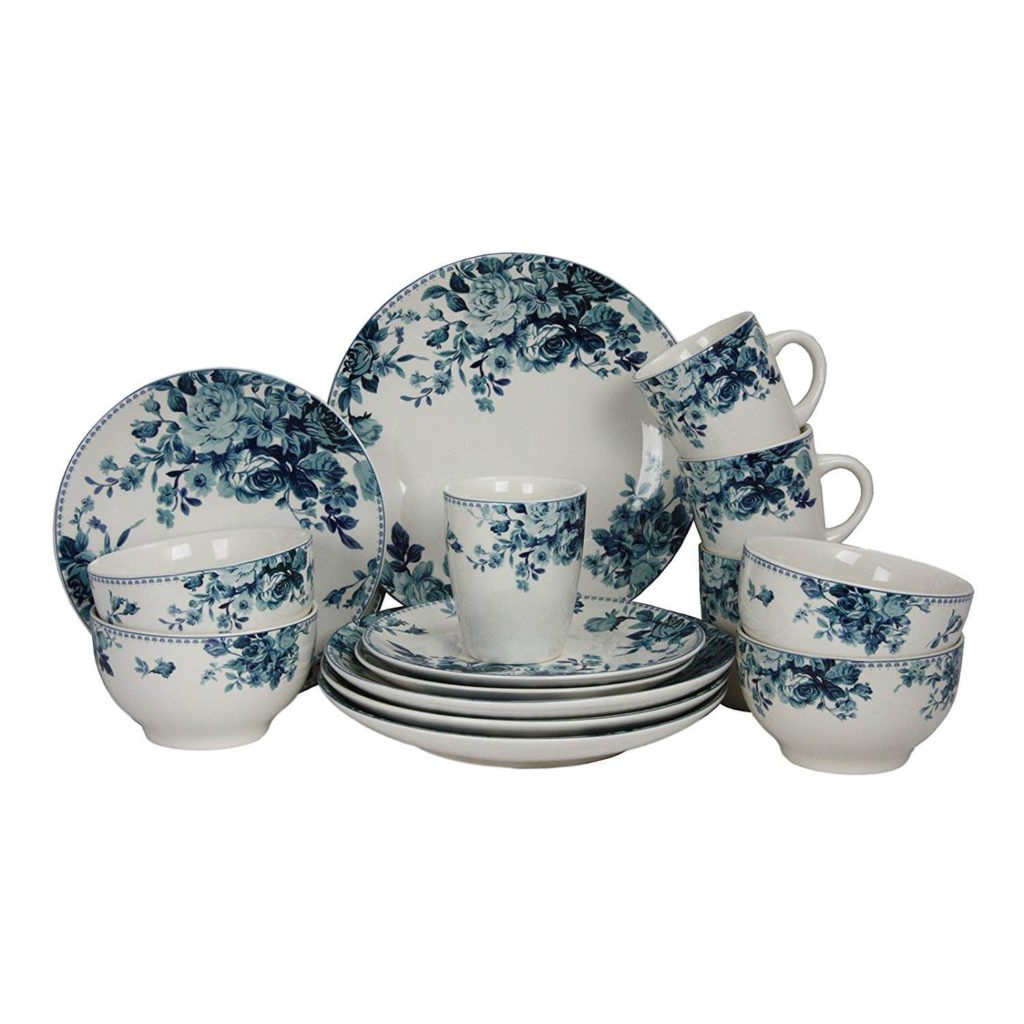 Elama 16 Piece Traditional Rose Dinnerware Set