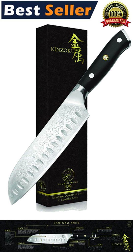 Kinzoku Damascus Steel Knife Santoku Japanese Knives