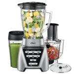 Oster Blender Pro 1200 with Glass Jar 24Ounce Smoothie Cup and Food Processor Attachment Brushed Nickel