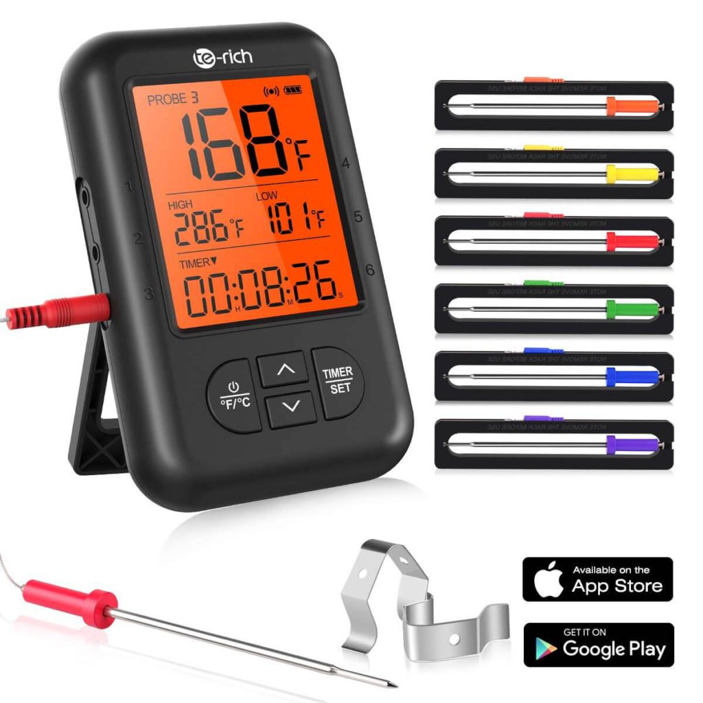 Wireless Meat Thermometer Te Rich Bluetooth Digital Food Grill Thermometer