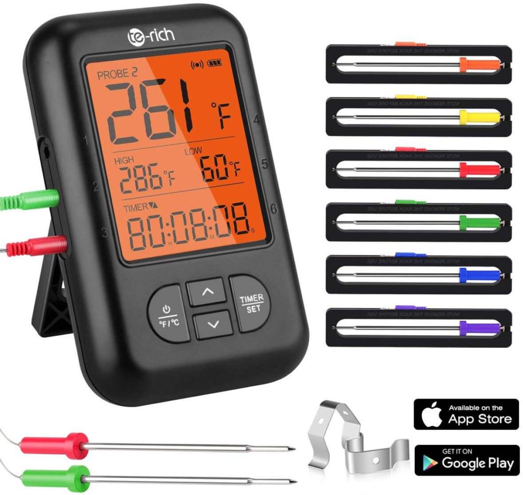 Te-Rich Bluetooth Digital Food Grill Thermometer