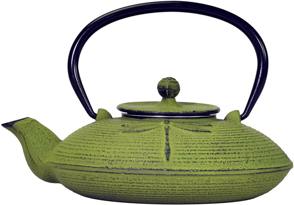 Primula Green Dragonfly Japanese Tetsubin Cast Iron Teapot